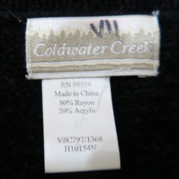 Coldwater Creek Black Size M Chenille Cardigan Sweater with Red Rose Detail - Picture 6 of 7